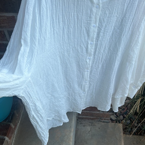 NEUTRAL GROUND Women’s L Oversized Cotton/Poly Semi Sheer White Blouse - Picture 4 of 10